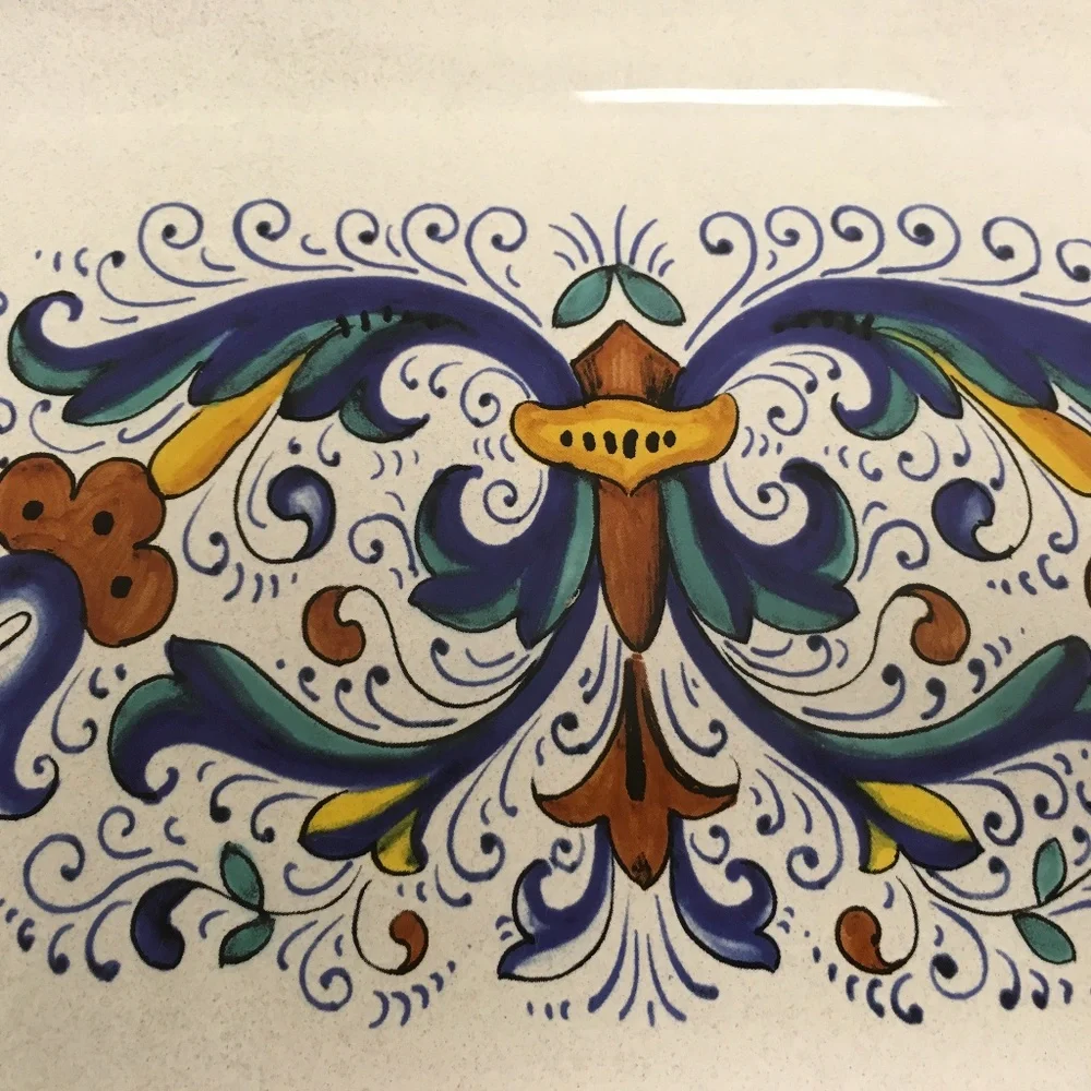 DERUTA ITALY RICCO MAJOLICA Platter 7 x 16 rectangular hand painted serving New
